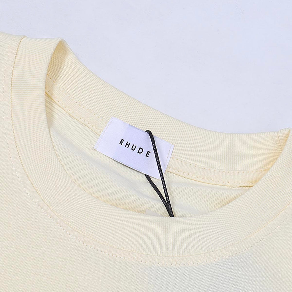 Rhude T-shirts Letter Printed Cotton Casual Short Sleeve Men and Women