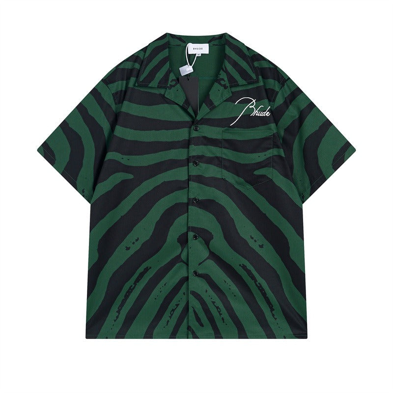 Rhude T-shirt Zebra Letter Embroidery Casual Short Sleeve Shirt, Shorts