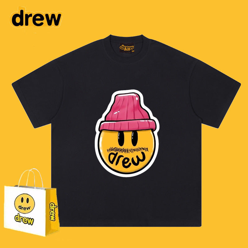 Drew T-shirts Smiley Red Hat Printed T-shirt