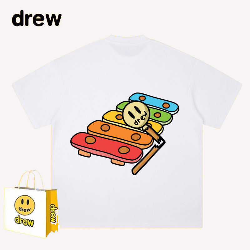 Drew T-shirts Short Sleeve round Neck T-shirt Men and Women Casual Loose